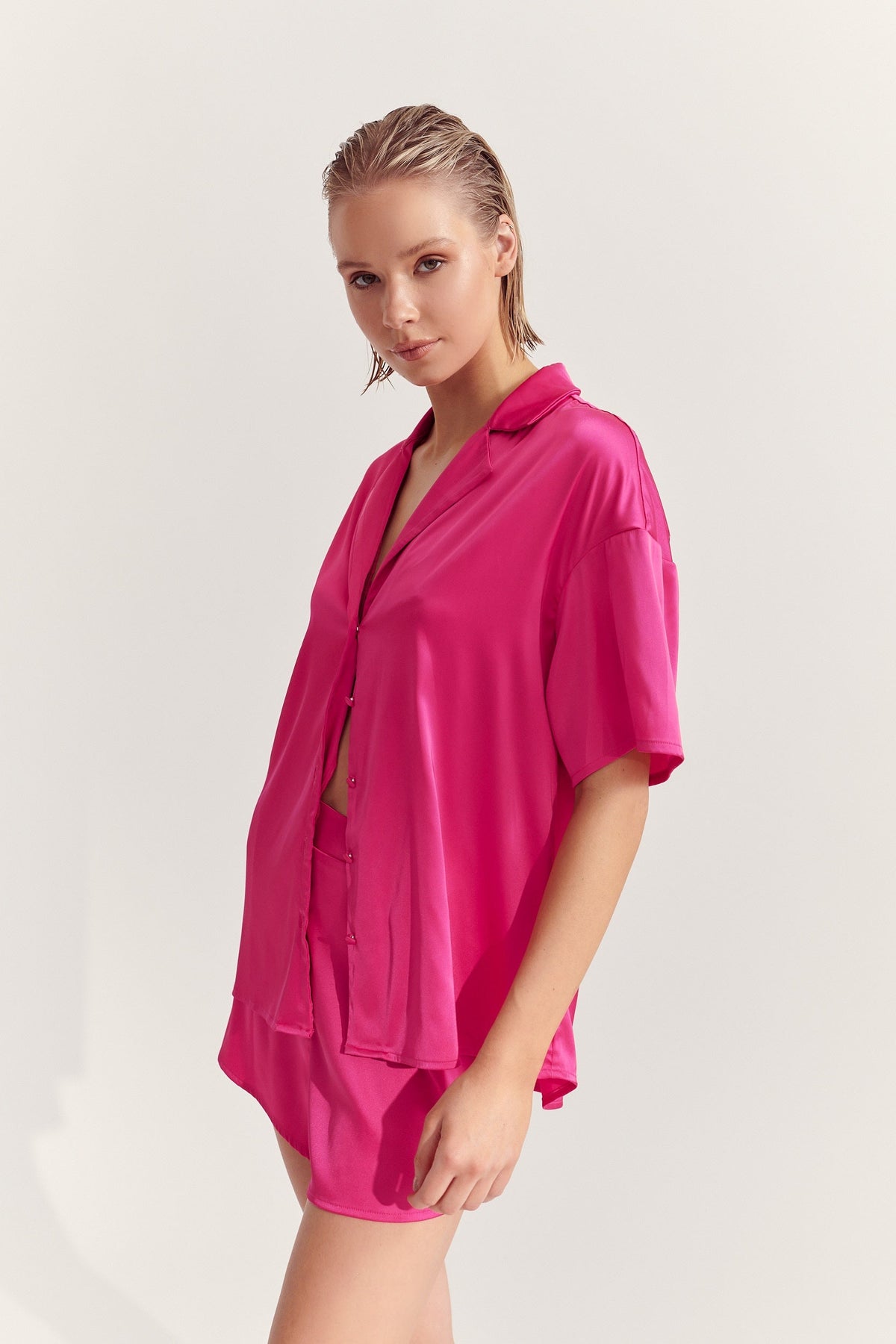 Celine Short Sleeve Shirt Hot Pink